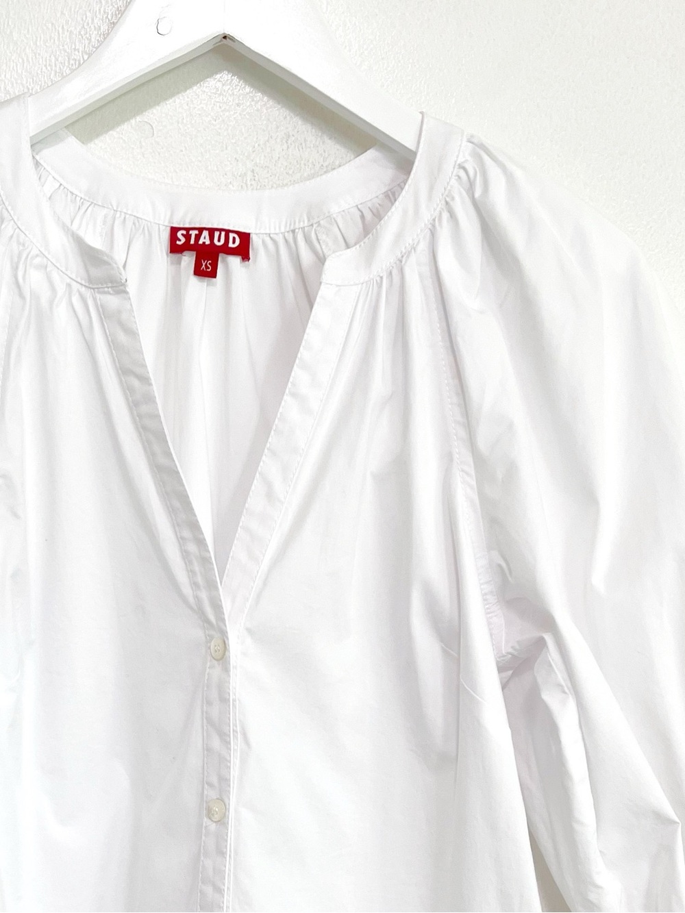 Staud Dill Blouse Stretch Cotton Poplin Button Front White Size XS - Picture 6 of 11